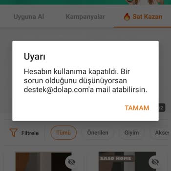 Dolap 2. El Hesabım Nedensiz Kapatıldı