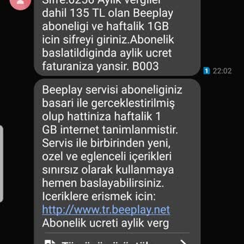 Vodafone Onay Dışı Beeplay Servis Aboneliği