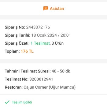 Trendyol - Cajun Corner Restorana Ulaşamama, Geç Ve Soğuk Teslimat