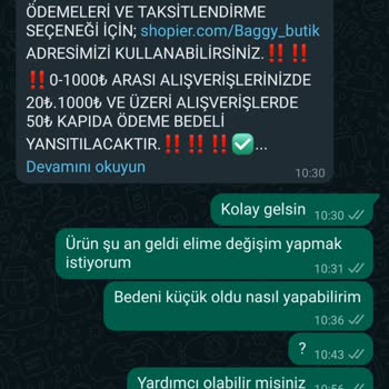 Baggy Butik Shopier'den Aldığım Ürünü Değişim Ya Da İade Yapamıyorum