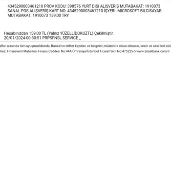 Bilgim Dışı Microsoft Store Harcaması