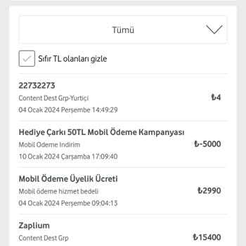 Vodafone Content Ders Grp İzinsiz Para Kesmesi