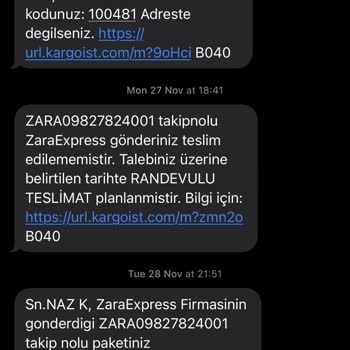 Kasım'dan Beri Gelmeyen Zara Kargom