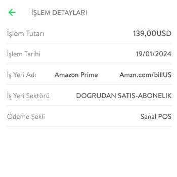 Amazon Prime 139 Dolar Çekiyor Karttan!