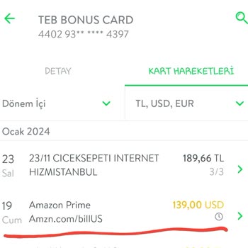 Amazon Prime 139 Dolar Çekiyor Karttan!