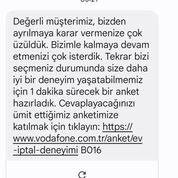 Vodafone Net Evrak Eksikliğinden Dolayı Hizmet İptali