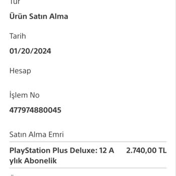 PlayStation Türkiye Otomatik Yenilenen PS Plus Deluxe Aboneliği Ücret İadesi Talebi