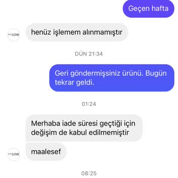 Mylove Butik Değişim Yapacağını Söylediği Halde Yapmadı