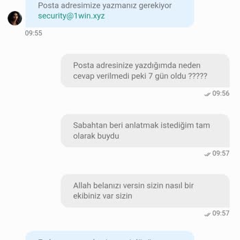 1win Paramı Ödemiyor. Hesap Dahi Onaylanmadı Cevap Vermiyor.