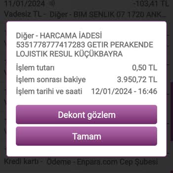 GetirÇarşı Getir Ücret İadesi Yapmadı