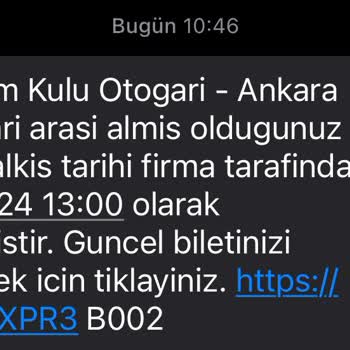 Obilet Üzerinden Aldığım Bilet Hareket Saatine 1 Saat Kala Ertelendi.