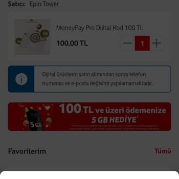 Vodafone 100 TL 5gb Kampanyasına Uymuyor