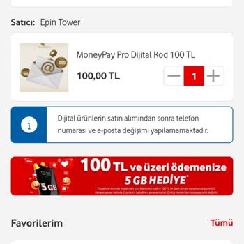Vodafone 100 TL 5gb Kampanyasına Uymuyor