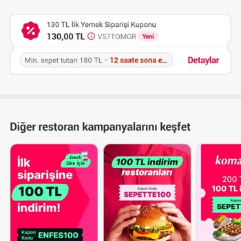 Yemeksepeti Verilen Kuponu Kullanamıyorum