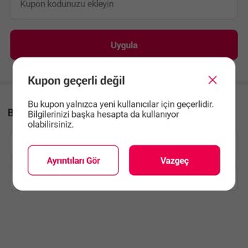 Yemeksepeti Verilen Kuponu Kullanamıyorum