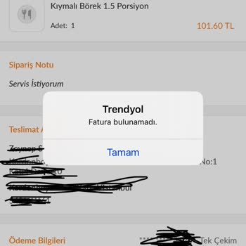 Trendyol Yemek, Teslim Edilmeyen Ürün