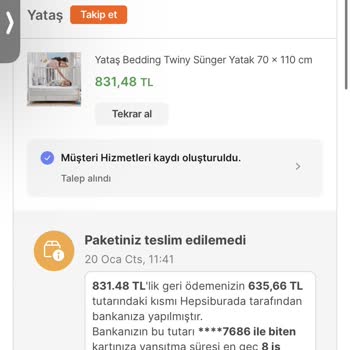 Yataş Bebek Yatağı Ürünüm İade Edildi