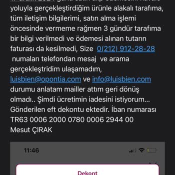 Luis Bien (luisbien.com) Ürünüm Gelmedi, Firma Ulaşılmaz!