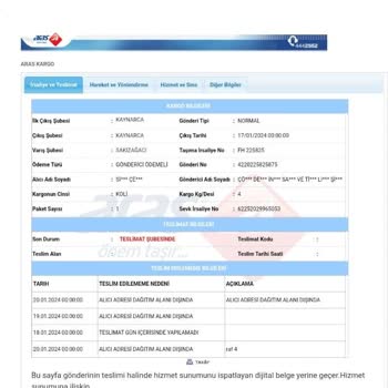 Aras Kargo Siparişimi Günlerdir Teslim Etmemektedir