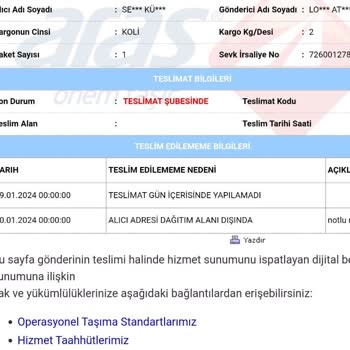 Aras Kargo Kuryesi Yine Evde Yok Diye Şubeye Gel Diyor