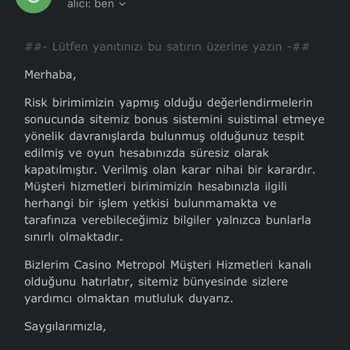 Casino Metropol'de Yaşanan Mağduriyet