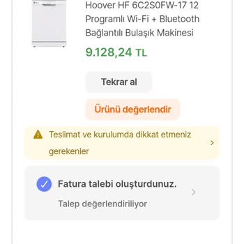 Hoover Bulaşık Makinesi Arızası