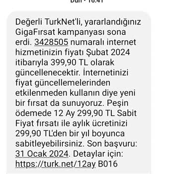 TurkNet Taahhüt Dolmadan Zam!