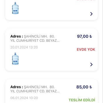 Erikli Su Evdeyken 'Evde Yok' Denilerek Siparişim İptal Edildi