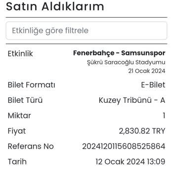 Banabilet Den Aldığım Maç Bileti H.