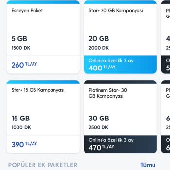Turkcell Platinum Yıllık Paketler