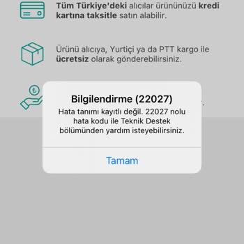 Sahibinden 22027 Hata Kodu