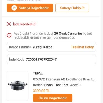 Trendyol Ve Tefal Tencere Kusurunun İadesi