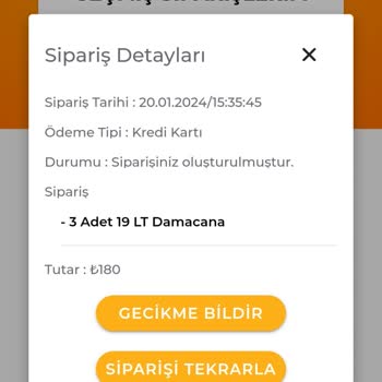 Saka Su Teslimatını Yapmıyor. 11.00 Da Gelmesi Gereken Siparişim 16.36