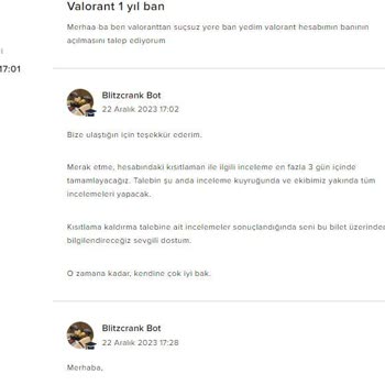 Valorant Haksız Yere Atılan 1 Yıl Ban