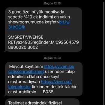 Vivense Ürünümü Teslim Etmediler