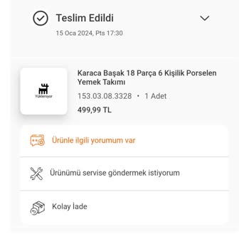 Karaca Züccaciye Kırık Parça Geldi Değişim İstiyorum