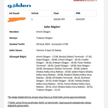 Golden Turizm Otobüs Servisi Gecikmesi Ve İlgisizlik Hakkında Şikayet