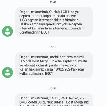 Bimcell De Kontur Yükledim Dost Mega Mesaj Gelmedi