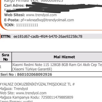 Xiaomi E-Fatura Talebimde TC Kimlik Numarasının Yazılmaması Sorunu