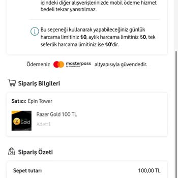 Vodafone Mobil Ödeme Limit Sorunu