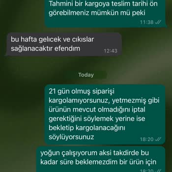 Terra Rossa Butik Tarafından Kargolanmayan Ürün
