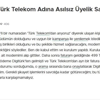 Digiturk- Aldatıcı Abonelik