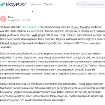 Digiturk- Aldatıcı Abonelik