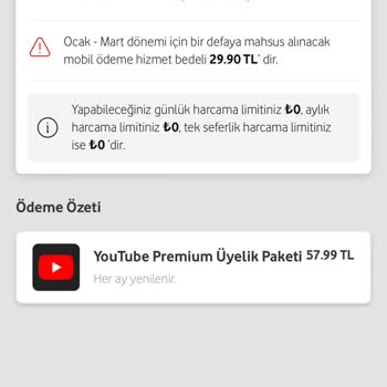 Vodafone Youtube.com Premium Mobil Ödeme Sorunu