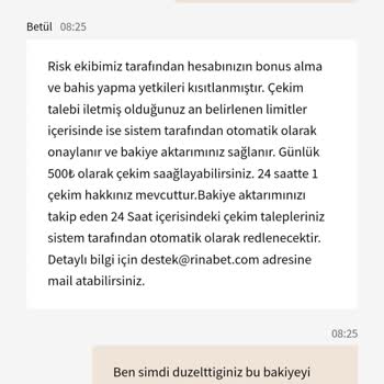Rinabet Paramı Vermedi Bakiyeme Çöktü