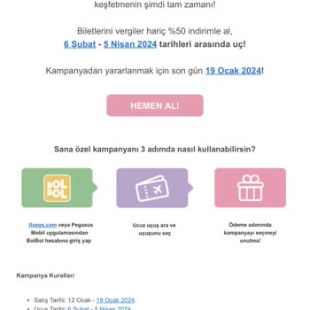 Pegasus'un Uygulanamayan İndirim Kampanyası