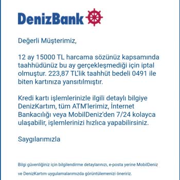 Denizbank Taahhüt Bonus İhlal Bedeli
