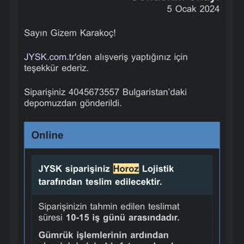 JYSK Online Alışverişte Teslimat Problemi