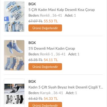 Zirve Çorap Eksik Ürün Talebi