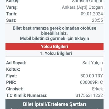 Obilet Nokta Turizm Bilet İadesi Yapılmadı.